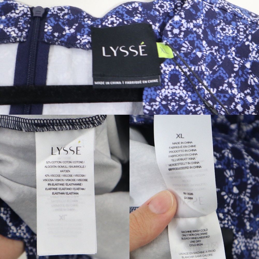 NWT Lysse Size XL Blue Kaleidoscope Print Scallop Neck Shift Dress - Picture 4 of 12